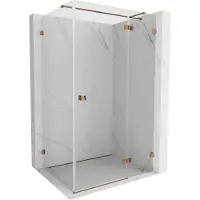 Mexen Lunar T cabina doccia a battente destra 115 x 110 cm, trasparente, oro rosa - 834T-115-110-60-00-P
