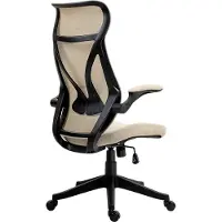 HOMCOM Sedia da Ufficio con Braccioli Ribaltabili, Altezza Regolabile e Schienale Inclinabile, Beige
