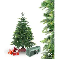 Gartenpirat Albero di Natale artificiale BonTree abete 120 cm con illuminazione 110 LED bianco caldo Comfort set albero di Natale con supporto in legno e borsa di stoccaggio