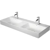Duravit DuraSquare lavabo double pour meuble, 120x47cm, sans percement pour la robinetterie, 2 vasques, sans trop-plein, dessous poncé et émaillé, 2353120079, 2353120079