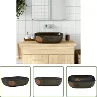 The Living Store Lavabo da appoggio Nero Rettangolare 48x37,5x13,5 cm Vetroceramica