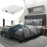 MODFU , letto imbottito 140 x 200 cm, struttura matrimoniale (con materasso), grigio