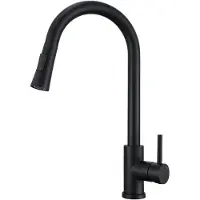 VBChome Rubinetto da cucina nero con bocca estraibile, girevole a 360°, con pulsante per selezionare i tipi di getto – rubinetto moderno per lavello
