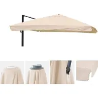 Mendler Copertura di ricambio per ombrellone da giardino HWC-A96 con falda, copertura per ombrellone, 3x3 metri (diametro 4,24 metri), poliestere, colore crema