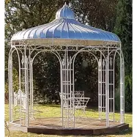 Casa Padrino Padiglione da giardino Ø 325 x H. 350 cm, colore bianco, padiglione in ferro battuto con tetto in lamiera zincata, colore: bianco