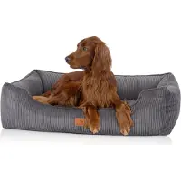 Knuffelwuff Cuccia ortopedica per cani in velluto a coste con carattere Nunavut intrecciato a mano XXL 120 x 85 cm Grigio