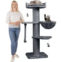 Happy pet Premium Tiragraffi per gatti di grossa taglia "Cooper" – Tiragraffi alto 150 cm, tiragraffi per Maine Coon, sisal naturale, tronchi di 20 cm di spessore - Grigio