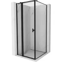 Mexen Mist T cabina doccia battente sinistra 85 x 85 cm, cornice nera, nero - 8A4T-085-085-70-70-L