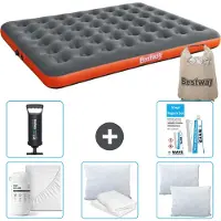 Bestway Materasso gonfiabile - 2 persone - 152 x 203 x 22 cm - grigio/arancio - accessori inclusi