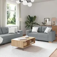 Prolenta Maison Exclusive - Set divano a 2 posti con cuscini, tessuto grigio chiaro