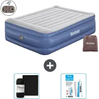 Bestway Materasso gonfiabile - 2 persone - 152 x 203 x 56 cm - Grigio/Blu - Accessori inclusi
