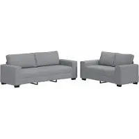 Syfax Set di Divani 2 pz con Cuscini Grigio Chiaro in Tessuto