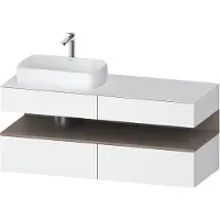 Duravit Collection One Meuble sous-vasque sur console, 2 tiroirs, 2 coulissants, découpe à gauche, 1400x550x600mm, niche basalte mat, QA4765043180010, QA4765043180010