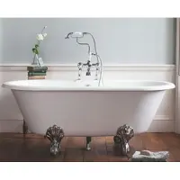 Casa Padrino Vasca da bagno in stile liberty in pietra naturale freestanding 1700mm BBlan White - Vasca da bagno freestanding retrò antica, Piedi della vasca da bagno:Standard Period Silver
