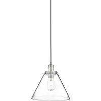 Searchlight Lampada a sospensione Piramide, argento/chiaro, vetro, Ø 29 cm, E27
