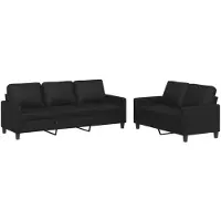 Syfax Set di Divani 2 pz con Cuscini Nero in Pelle finta