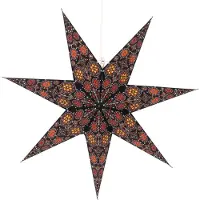Guru-Shop Stella pieghevole di carta illuminata dell'Avvento, stella di Natale 60 cm - Nina nera e colorata, multicolore, decorazione della finestra a stella