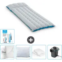 Intex Materassino da campeggio - 1 persona - 67 x 184 x 17 cm - blu - include lenzuolo - bacio - pompa - kit di riparazione e protezione per il cuscino