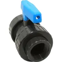 Haf Valvola a sfera a 2 vie in PVC da 1 1/2" | Filettatura interna x filettatura interna | Valvola di intercettazione in PVC-U grigio | PN16 per tubazioni in PVC, condutture, piscine e laghetti