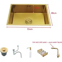 OEM Lavello da cucina Golden, materiale acciaio inox, lavello singolo spazioso, 55x40cm F