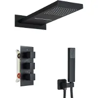 OEM Rubinetto doccia a incasso, controllo termostatico, design contemporaneo in ottone, nero opaco A
