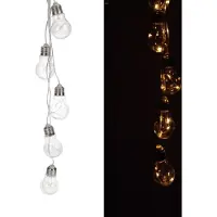 SELF IMPORT AGENCIES Catena luminosa a LED 5 lampadine trasparenti bianco caldo Alimentazione a batteria Illuminazione decorativa