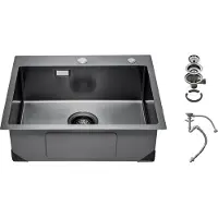 OEM Lavello da cucina VEVOR Lavello da incasso Lavello 68 x 45 x 19 cm in acciaio inox Lavelli da appoggio, monovasca con accessori, lavelli per la casa