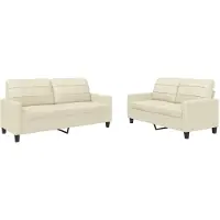 Syfax Set di Divani 2 pz con Cuscini crema in Pelle finta