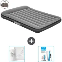 Bestway Materasso gonfiabile - Letto alla francese - 137 x 191 x 30 cm - Grigio - Accessori inclusi