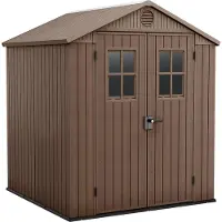 Dmora Casetta da Giardino Osoyoos 183x190x221h cm Marrone, Resistente Agli Agenti Atmosferici Presenza Finestre