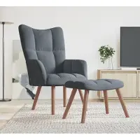 Prolenta Maison Exclusive - Poltrona relax con poggiapiedi in velluto grigio scuro