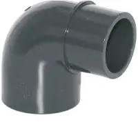 Haf 1x Raccordo a gomito in PVC a 90° ridotto, 50 mm x 40/50 mm | Manicotto adesivo x manicotto adesivo/raccordo adesivo | Raccordo a gomito in PVC-U grigio | PN16 per tubi