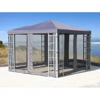 Quick Star Set gazebo Rank 3x3 m in metallo per giardino, tenda da festa antracite con 4 pannelli laterali e zanzariera