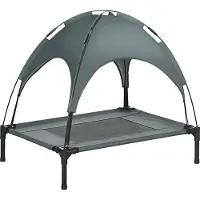 Zimilo Lettino per cani da esterno con tettuccio, rialzato, traspirante, 76x61x73 cm, trasportabile, ombreggiato, lettino per cani da giardino, campeggio e balcone, grigio