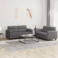 Prolenta Maison Exclusive - Set divano 2 pezzi con cuscini, in ecopelle grigia