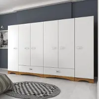 Skye Decor , F4 - 524, armadio, bianco, pannelli truciolari rivestiti al 100% in melamina di classe E1, 243 x 47,6 x 181 cm
