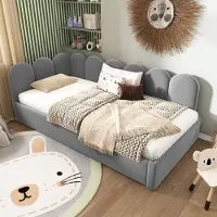 STILVORA Letto imbottito 90x200 cm Divano letto con rete a doghe, divano letto estraibile con letto aggiuntivo 90x190 cm, velluto, grigio (senza materasso)