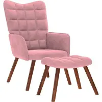 Syfax Poltrona Relax con Poggiapiedi Rosa in Velluto