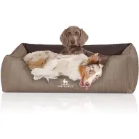 Knuffelwuff Cuccia ortopedica per cani Outlander in Pelle finta trapuntata al laser XXL marrone naturale