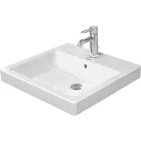 Duravit lavabo encastré Vero 50cm blanc avec trop-plein, avec banc à trou pour robinet, 1 trou pour robinet, 03155000001, 03155000001