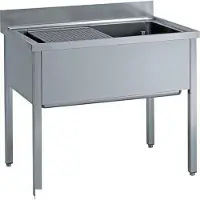 Kbs Lavello da 1000x700x850 mm con alzatina, 1 vasca senza fondo
