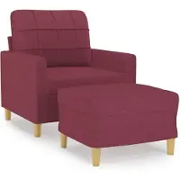 Syfax Poltrona con Poggiapiedi Rosso Vino 60 cm in Tessuto