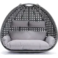 HOME DELUXE - Sedia sospesa TWIN - grigio, solo cesto - incl. cuscini di seduta e di schienale I Sedia sospesa in polyrattan cesto sospeso per altalena da giardino