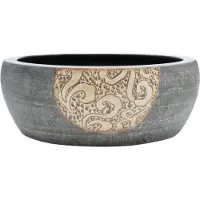 Syfax Lavabo da Appoggio Nero e Marrone Rotondo Φ41x14 cm Vetroceramica
