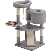 OEM Albero per gatti con tiragraffi e vialetto - Torre per gatti a più livelli per gatti fino a 7 kg - Grigio (49 x 49 x 95 cm)