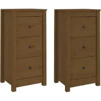 Syfax Credenze 2 pz Ambrate 40x35x80 cm in Legno Massello di Pino
