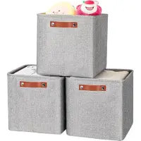 OEM Scatole pieghevoli in tessuto grigio - 30 x 30 x 30 cm - set di 3 - per vestiti, giocattoli, libri - con maniglie - per armadi e scaffali