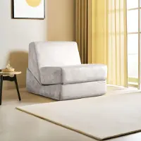 Hannah Home , divano letto monoposto di alta qualità, color crema, 70 x 100 x 70 cm | 100% poliestere, schiuma 28 DNS | Cuscini di seduta e schienale rimovibili e lavabili, design elegante.