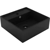 Syfax Lavabo Troppopieno Quadrato Nero Opaco 41x41cm Vetroceramica