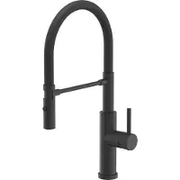 Quadron Rubinetto da cucina ANDY SteelQ Miscelatore a 360°, colore: nero, altezza: 46 cm, funzione QFix, rubinetto girevole per cucina in acciaio inossidabile
